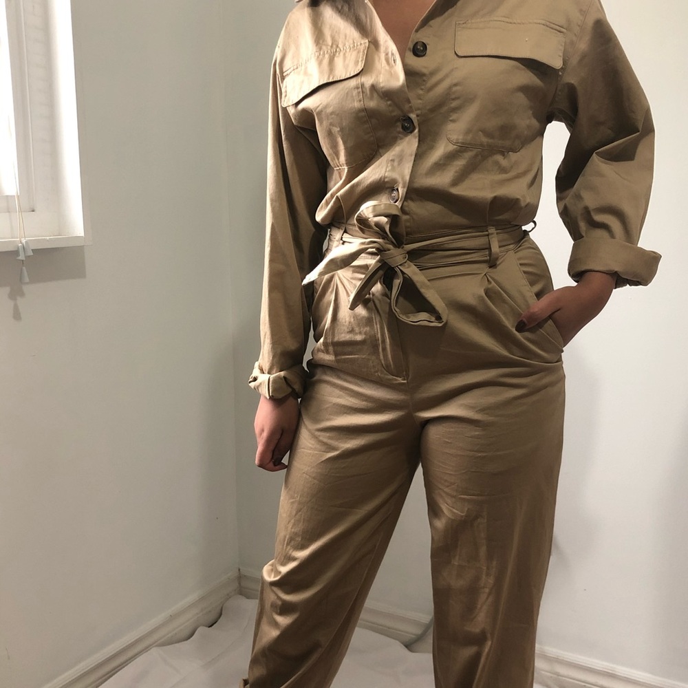 Tan long sleeve Jumpsuit